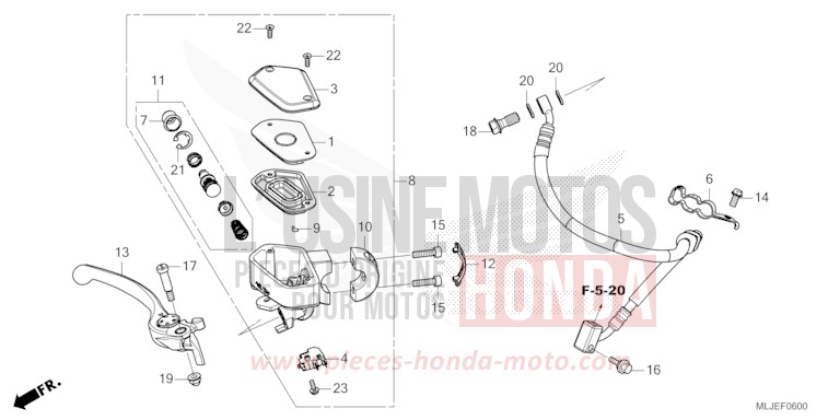 FRONT BRAKE MASTER CYLINDER for Gold Wing PEARL GLARE WHITE (NHB53B) from 2024